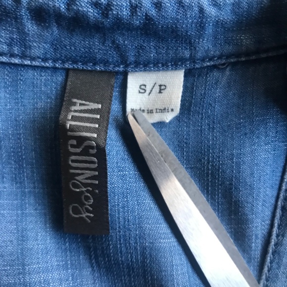 Allison Joy Evereve Dress Small S Tencel Denim Shirt Chambray roll up sleeves - Picture 5 of 7